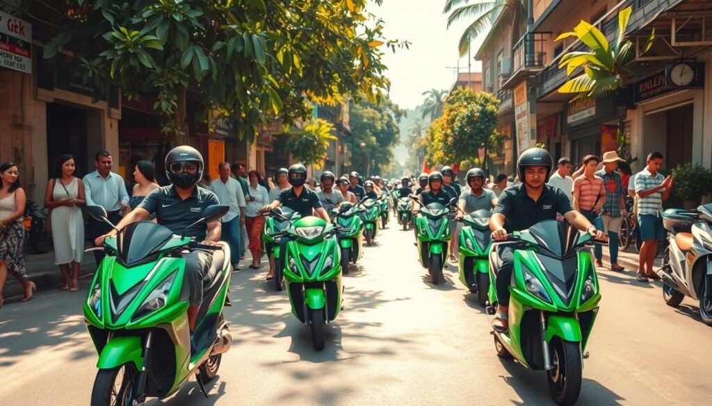 Gojek electric motorbikes in Bali