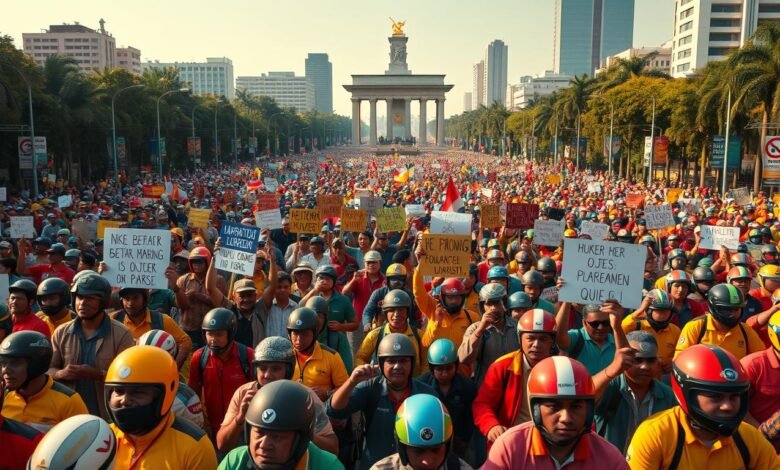 Ribuan Ojol Gelar Demo di Monas, Ini Tuntutannya